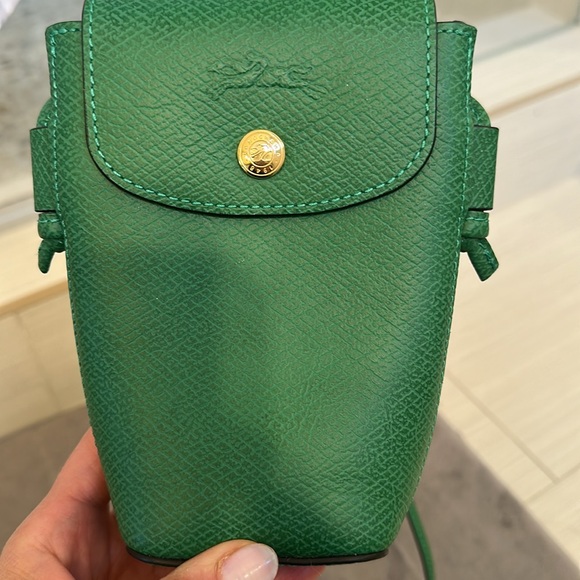 LONGCHAMP ÉPURE PHONE CASE WITH LEATHER LACE, GREEN - Picture 6 of 8